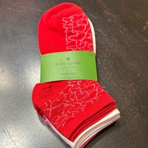 Kate Spade Vibrant Red, White, and Pink Quarter Socks